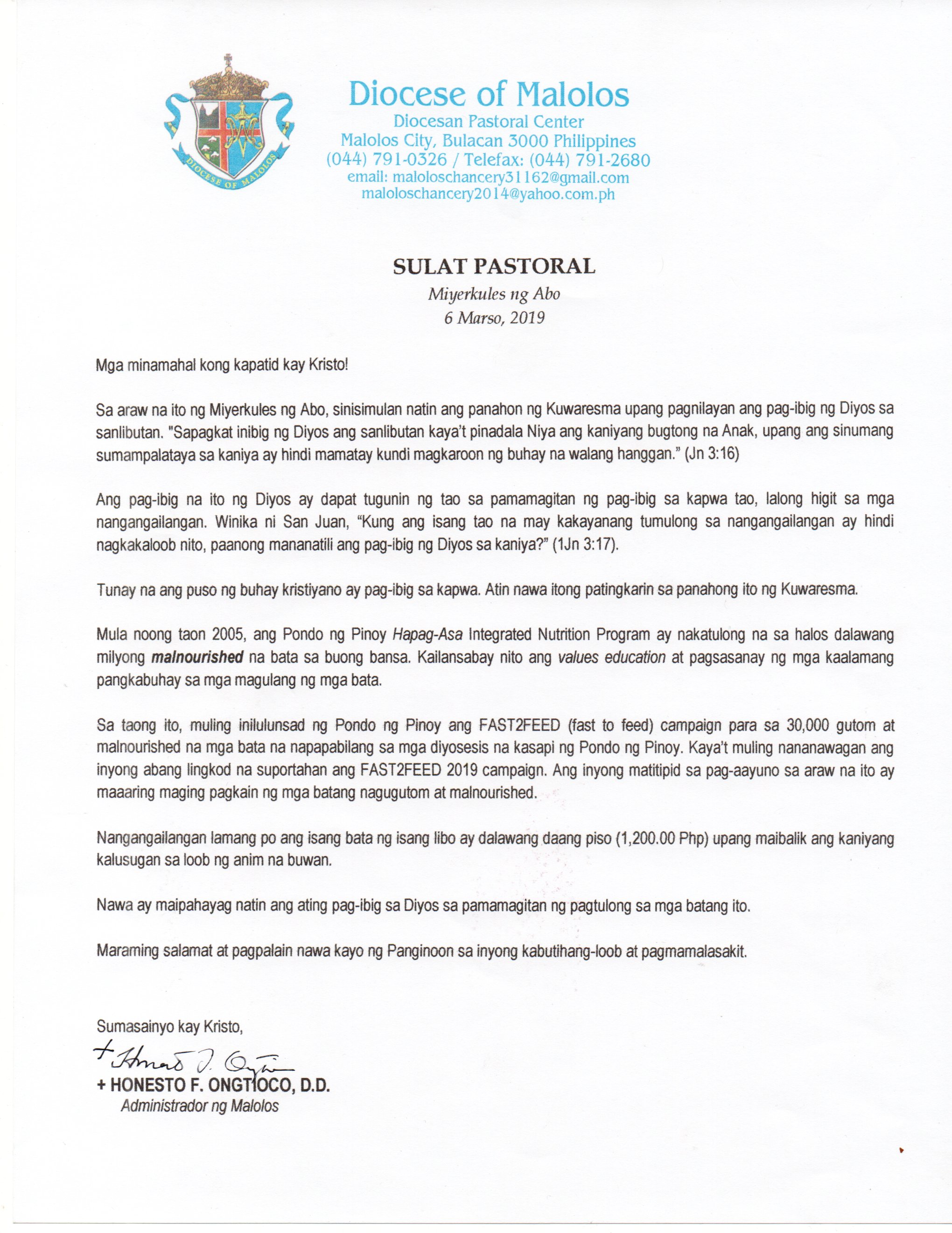 Sulat Pastoral Diyosesis ng Malolos