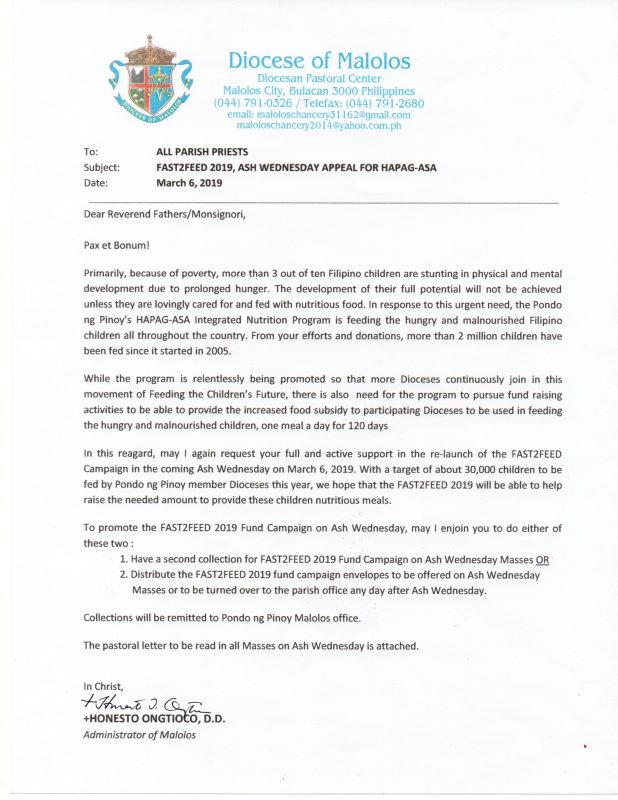 Fast2Feed2019 Malolos Diocese